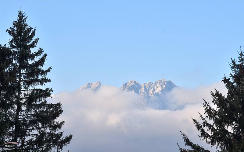 View of the mountains from the Igls track