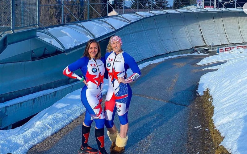 Lauren and Michelle pose in Igls