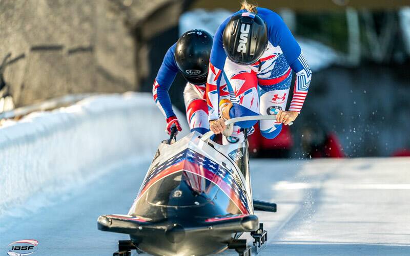 Brittany Reinbolt and Nicole Brungardt take off at the start