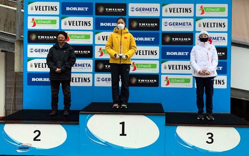 Mystique on the medal stand