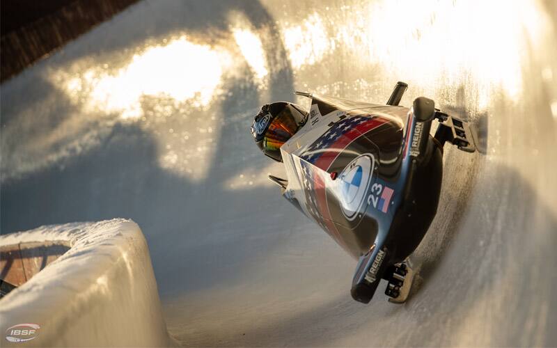 Codie Bascue during a training run in Sigulda