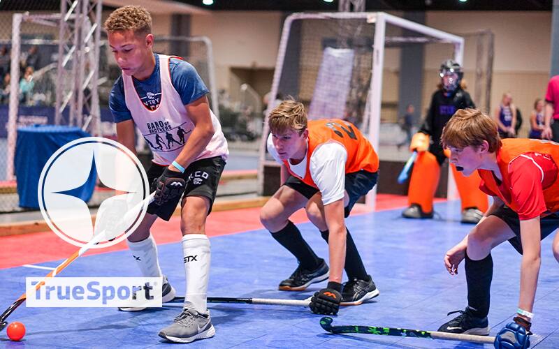 U-19 Boys National Indoor Tournament photo with TrueSport logo