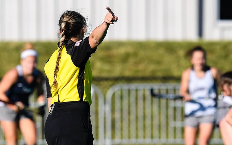 USA Field Hockey Umpire signals a call during a 2019 Summer Event