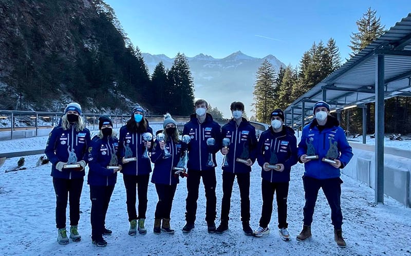 Medalists at the women's doubles, Junior and Youth World Cup in Bludenz, Austria. 