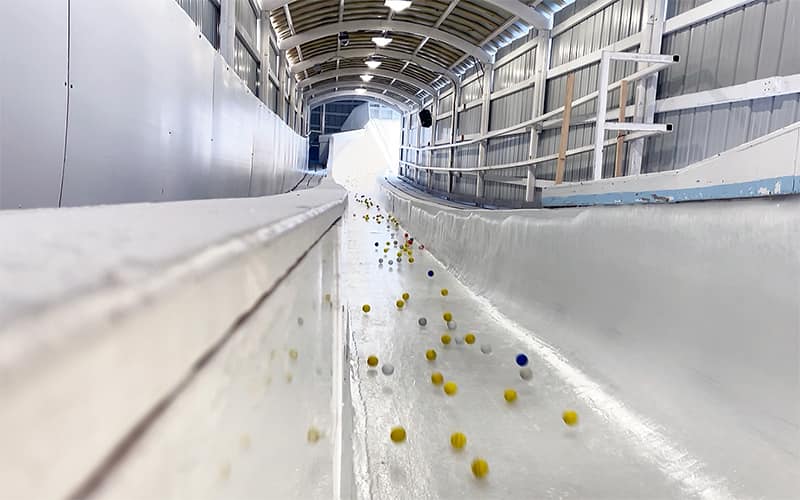 Lacrosse balls in the luge track