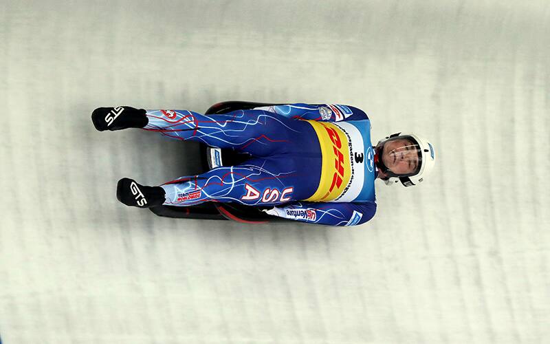 Tucker West on the luge track in Koenigssee Germany