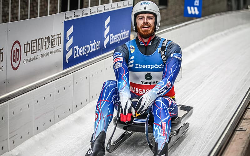 Jonny Gustafson in the outrun on November 20 at the 2022 Olympic Track in Yanqing