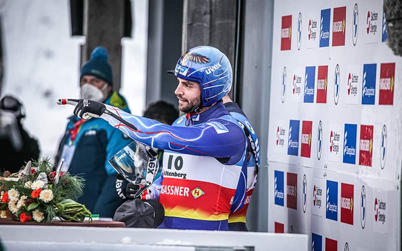 Chris Mazdzer in Altenberg, Germany on December 12. 