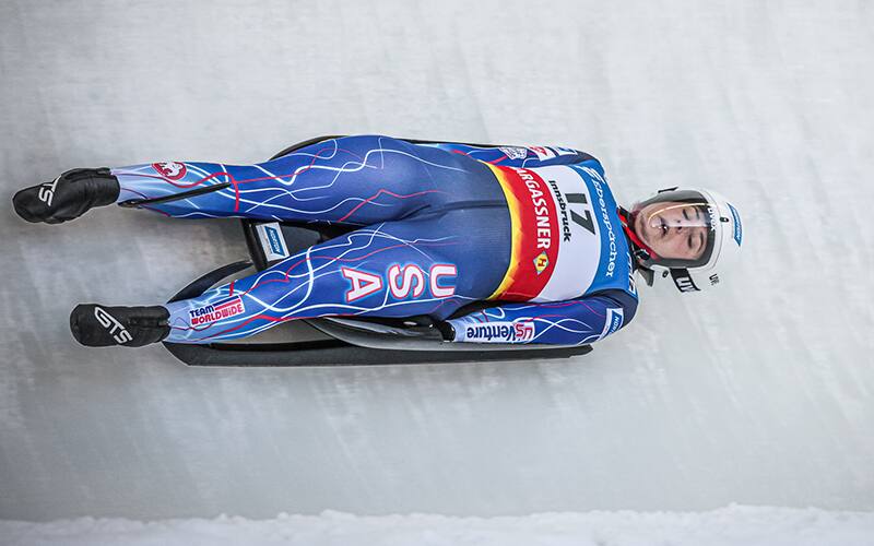 Emily Sweeney in Igls, Austria on December 19, 2021. 