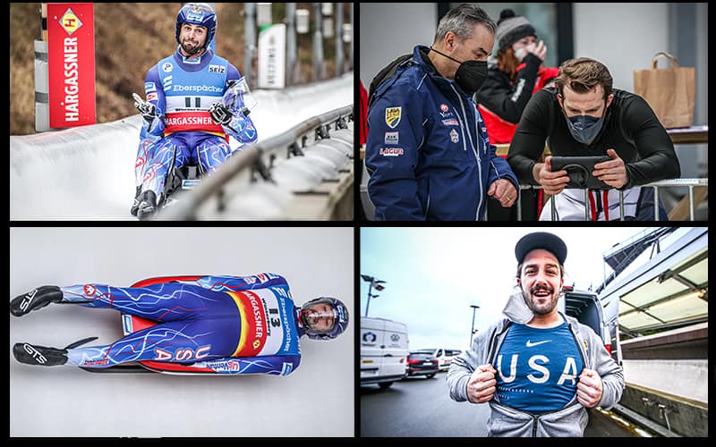 A collage of images from day 1 of the 2022 Winterberg World Cup 