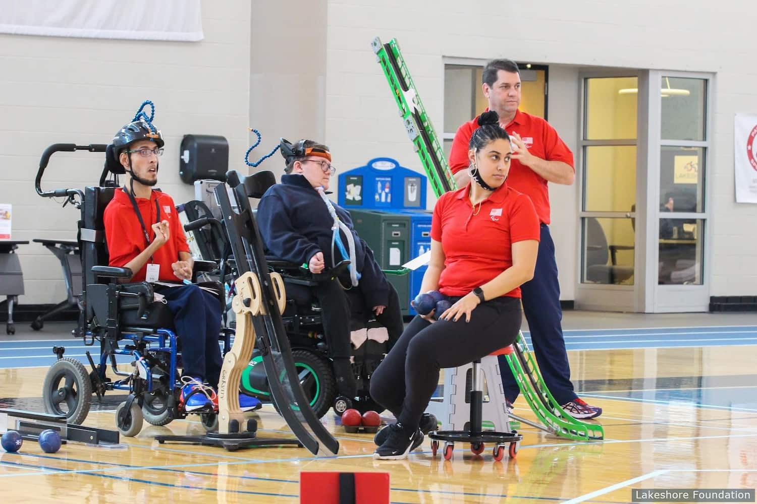 Jimmy and Michelle Miranda (left) competing against Kalvin and Tony Blauert (right) at training camp at the Lakeshore Foundation. 