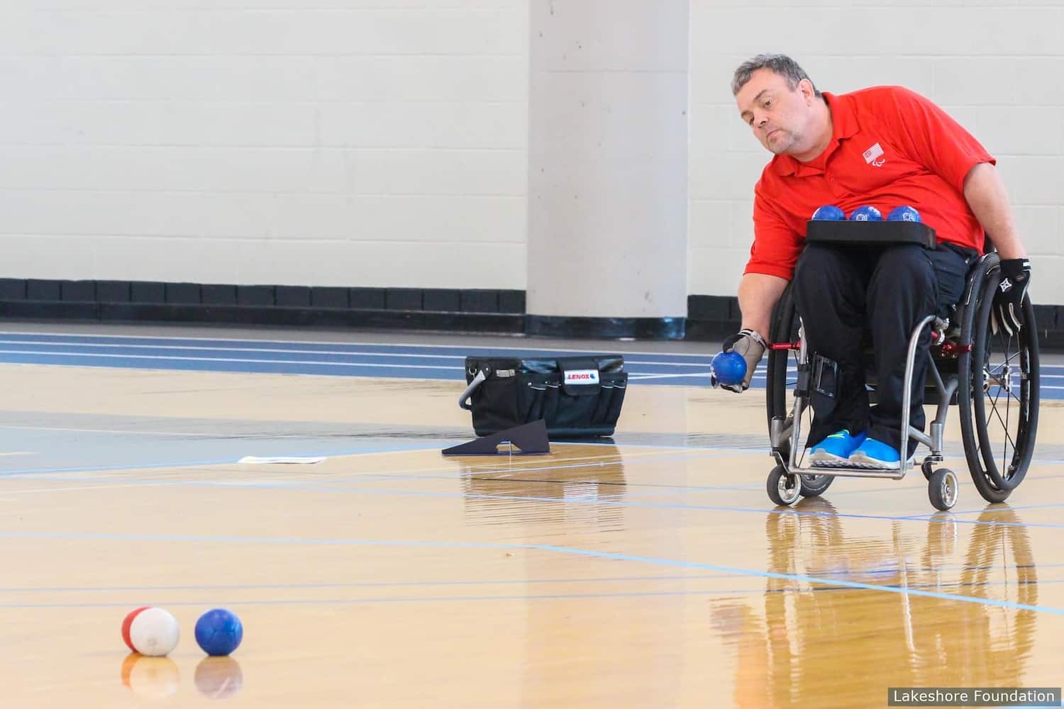 Scott Stokes preparing for his next shot. 