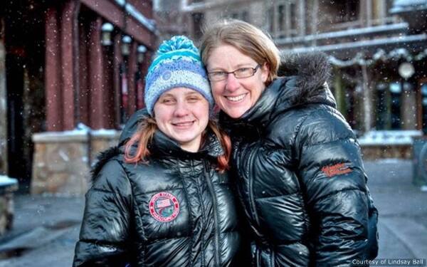 Lindsay Ball with guide Diane Barras