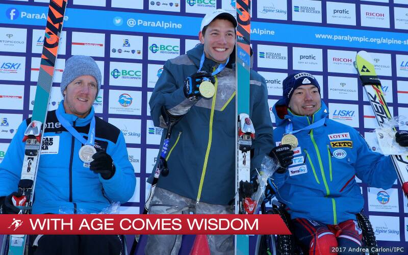 Para alpine skier Andrew Kurka atop the podium