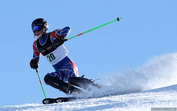 Para alpine skier James Stanton in competition