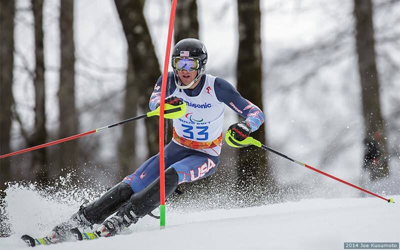 Para alpine skier James Stanton in competition during the Paralympic Games Sochi 2014.