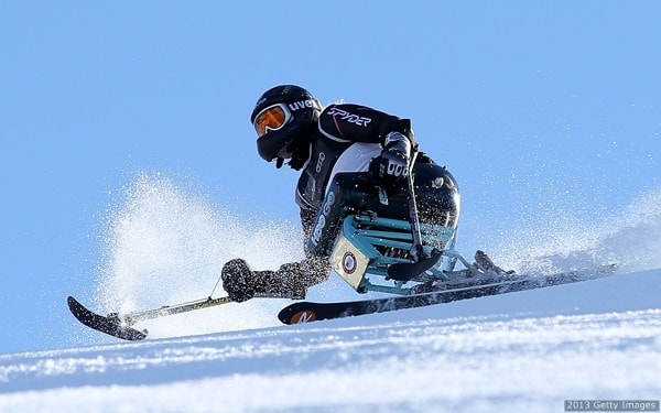 Para alpine skier Stephani Victor in competition