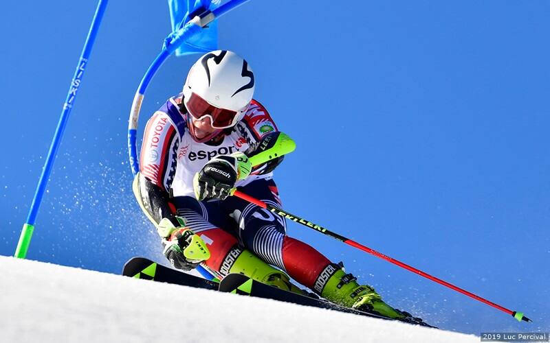 Thomas Walsh skis around a gate during giant slalom competition on March 11 at the World Para Alpine Skiing World Cup in La  Molina, Spain.