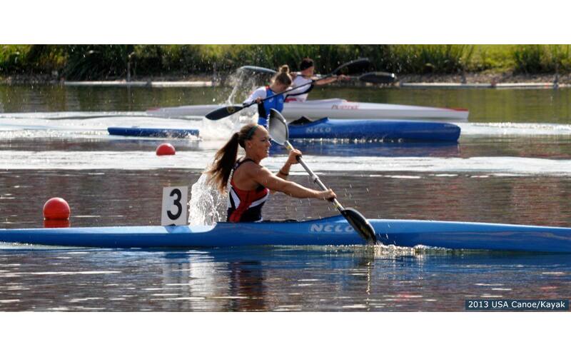 Megan Blunk competing in paracanoe