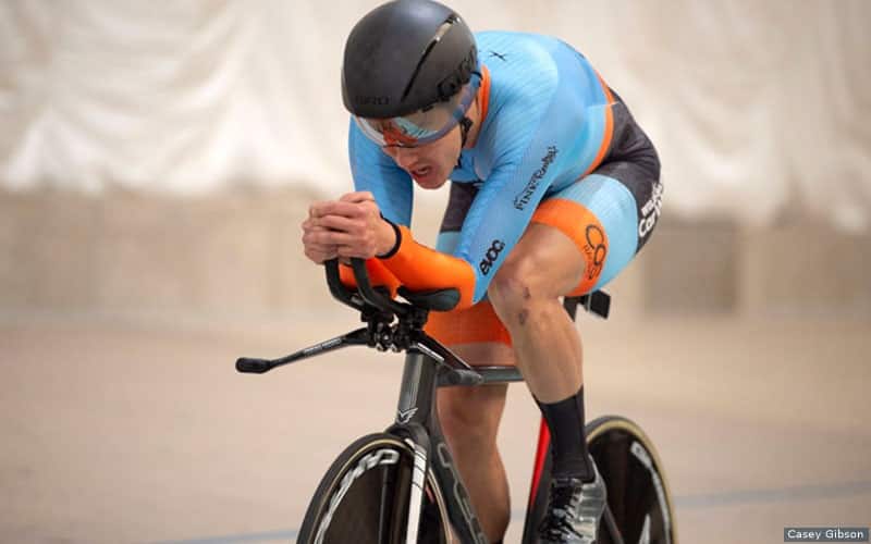 Chris Murphy competes at the Velodrome.