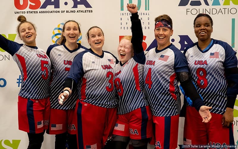 The U.S. women's team celebrates after a game.