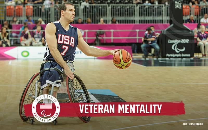 Josh Turek dribbles the basketball up the court at the 2012 Paralympic Games