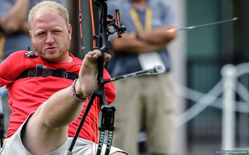 Matt Stutzman competing in para archery on behalf of the United States.