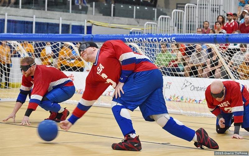 The men's goalball team competing at the Parapan American Games 2015.