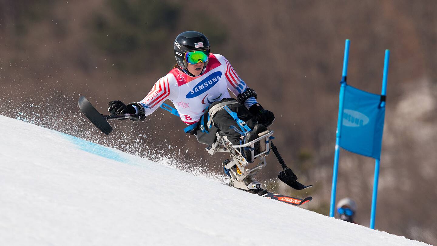 Laurie Stephens competes at 2018 Winter Paralympics.