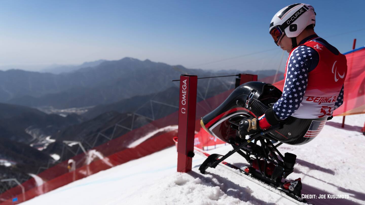 Andrew Kurka at top of ski slope