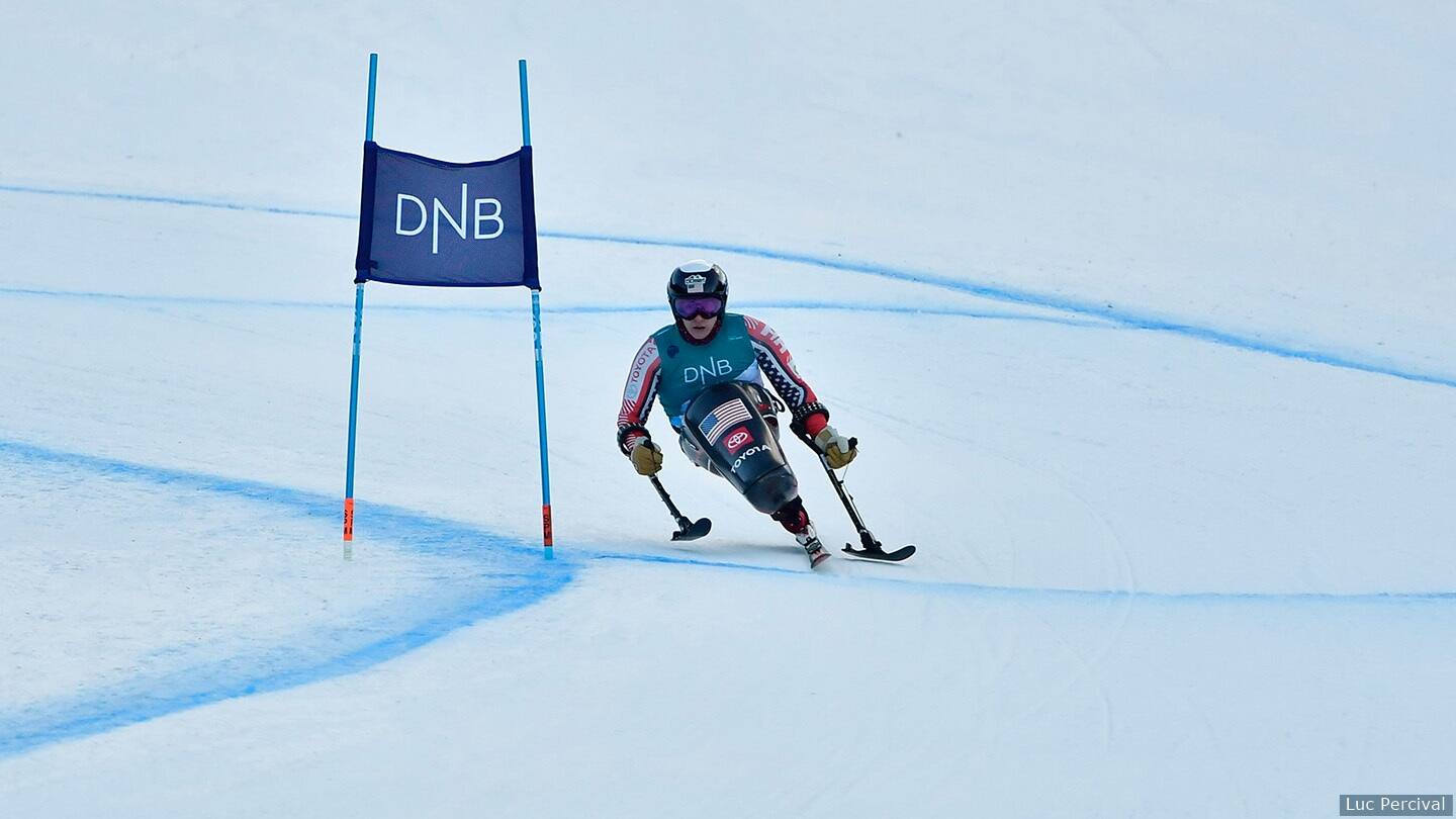 Andrew Kurka competes in Lillehammer 2021 World Para Snow Sports Championships. 