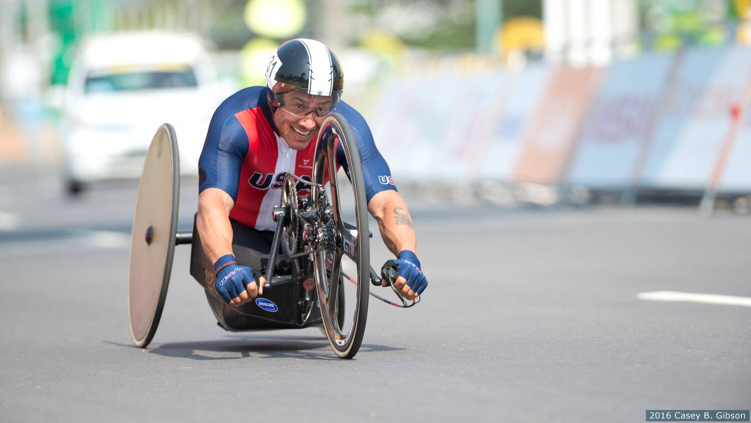 Oz Sanchez competes in handcycling. 