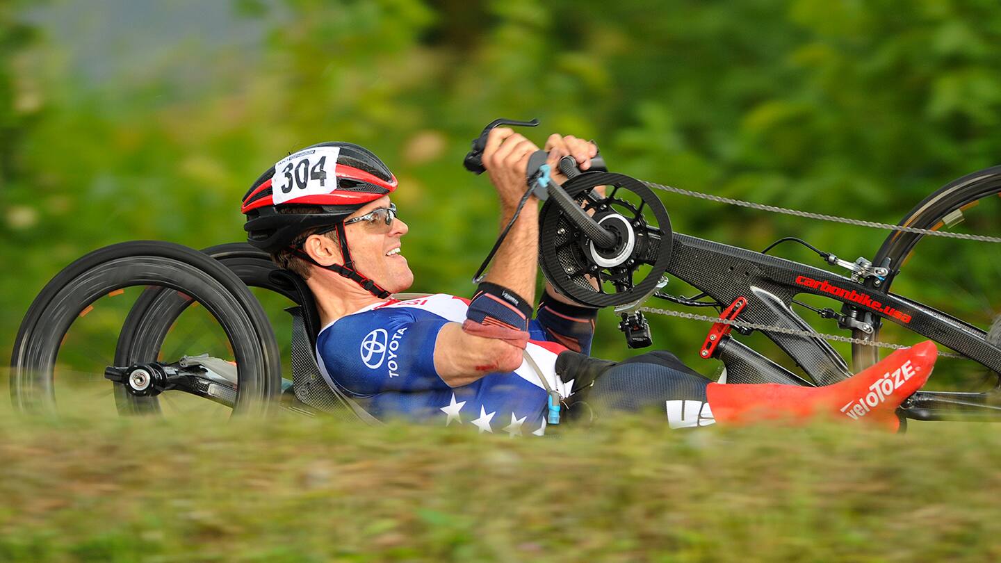 Travis Gaertner competes in a time trial event. 