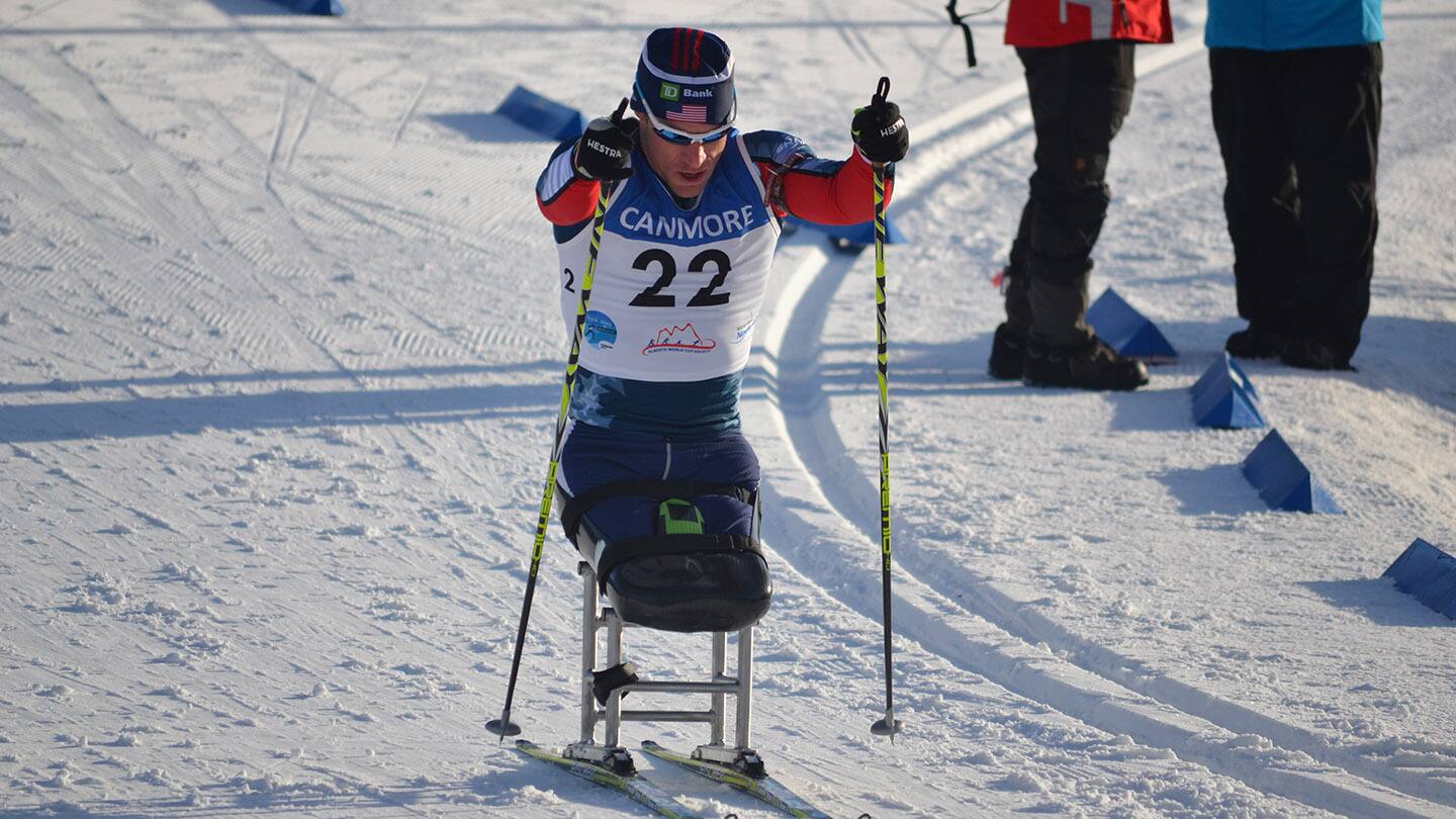 Dan Cnossen competes in a 2018 Para Nordic World Cup. 