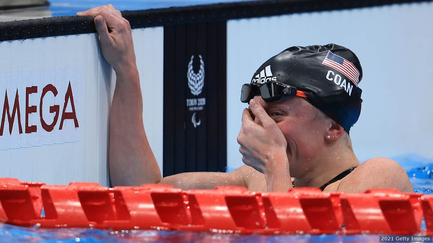 McKenzie Coan cries with disbelief over win. 