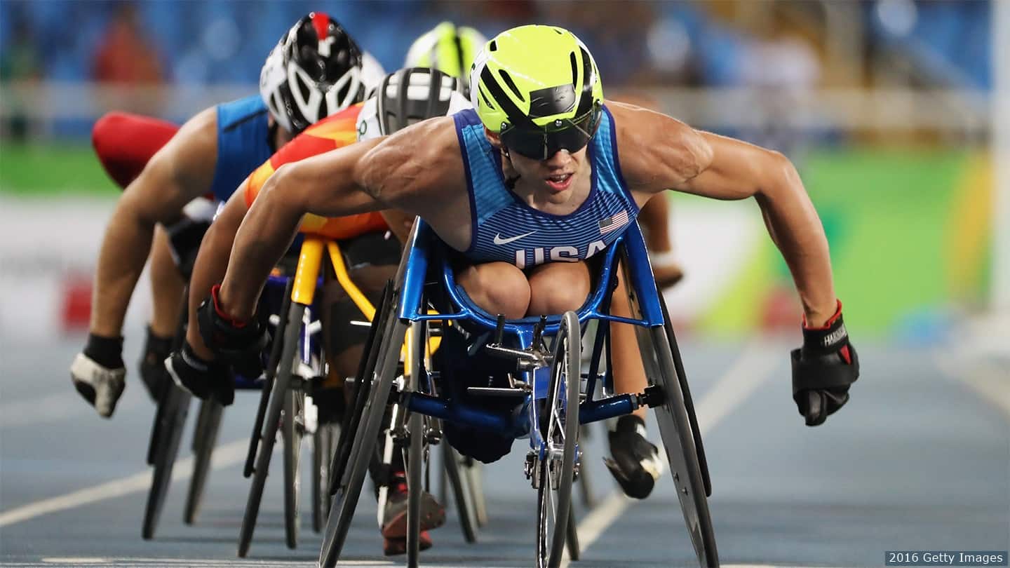 Daniel Romanchuk competes in wheelchair racing at the Rio 2016 Paralympics. 