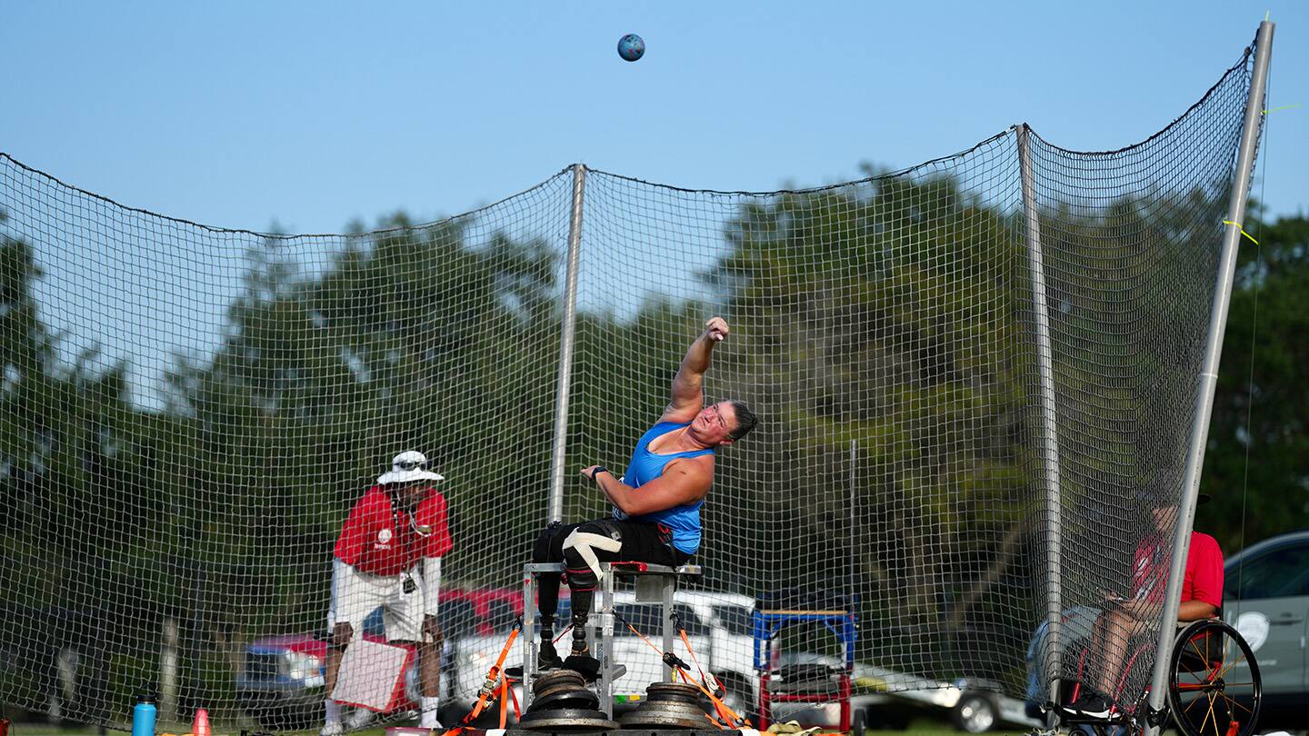 Christy Gardner competes in the women's shot put. 