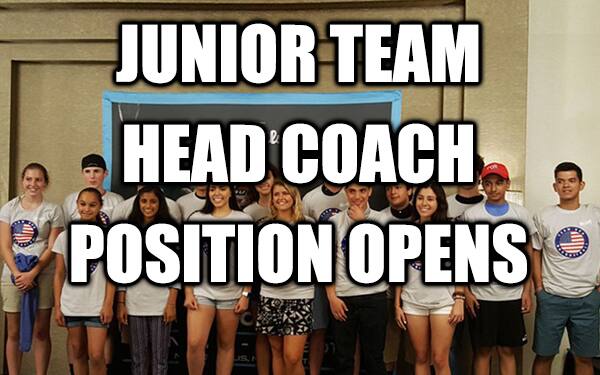 Junior Team Head Coach Position Opens text with image in background