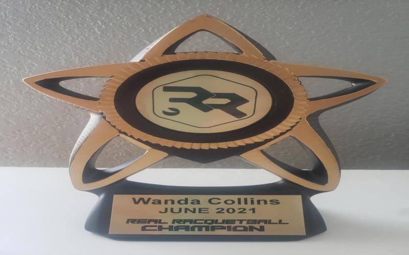 Real Racquetball Champion award - Wanda Collins - June 2021