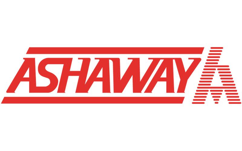 Red and white Ashaway logo
