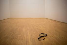 Racquetball court with Racquet on the floor