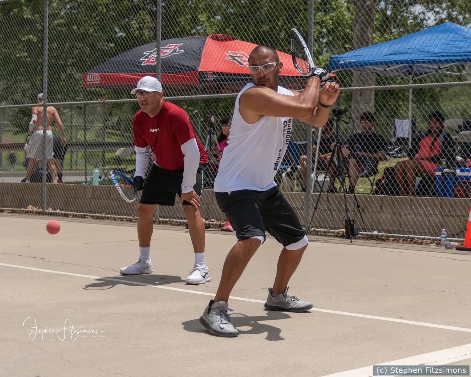 Fullerton Pro Doubles finals action shot: Beltran and Solis.  Photo Stephen Fitzsimons