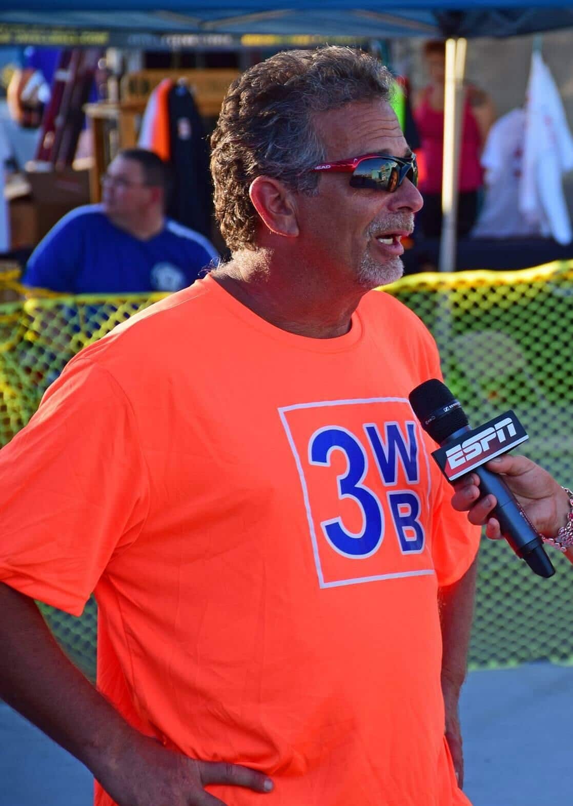 Vic Leibofsky being interviewed by ESPN during his reign as National WOR tournament director.