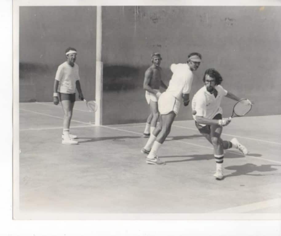 Outdoor Nationals 1975 final (L-R): Dr. Bud, Wallace, Wetzel, Brumfield.  Photo courtesy of Barry Wallace