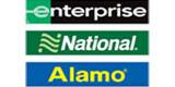 Enterprise, National and Alamo car rental logos