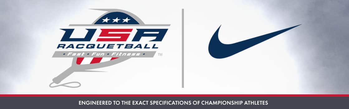 USAR and Nike swoosh dual logos with slogan: engineered to the exact specifications of championship athletes.