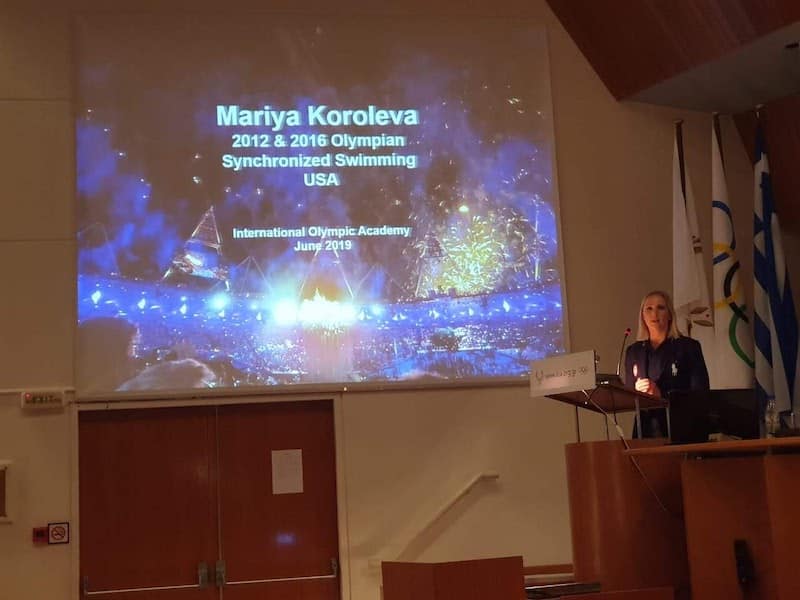 2012 & 2016 Olympian Mariya Koroleva presenting at the International Olympic Academy