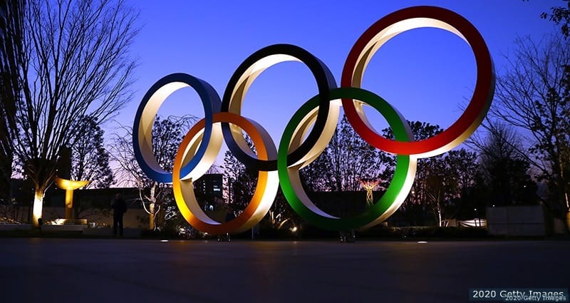Olympic Rings outside of Tokyo Olympic Stadium