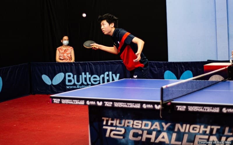 Alex Wu in action at USATT's TNL T2 Challenge Encore Presentation