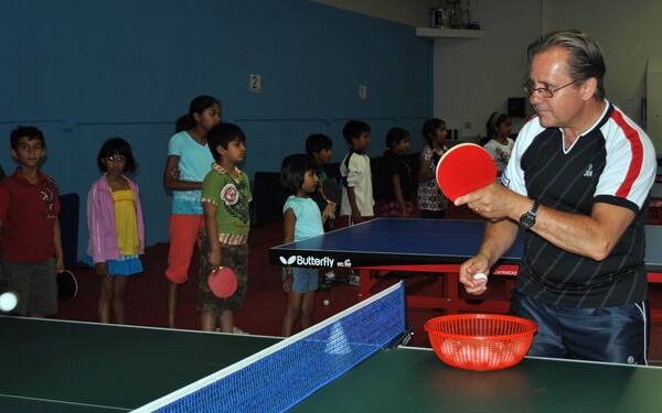 Former World Champions Stellan Bengtsson coaching at the Indian Community Center in Milpitas, CA.